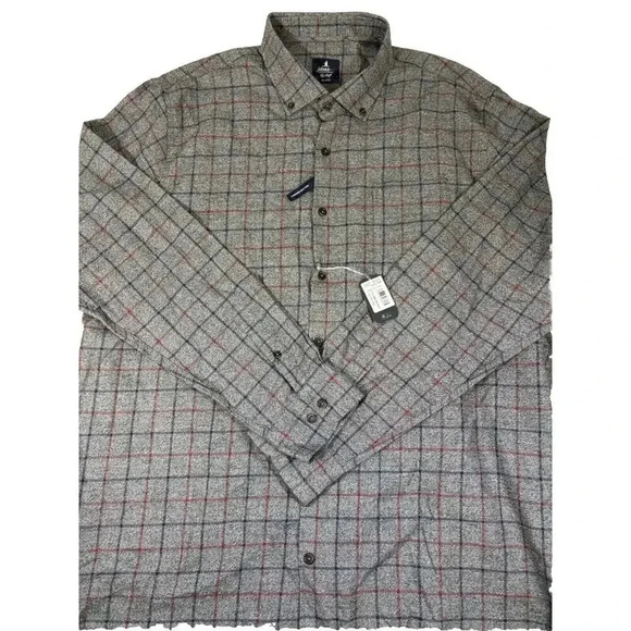 NWT Johnnie-O Top Shelf Blue Red Gray Plaid Flannel Size XX-Large - Picture 1 of 6